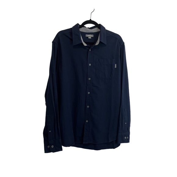 Eddie Bauer Other - Eddie Bauer Navy Blue Button Up Long Sleeve Cotton Shirt Pocket Mens Size XL